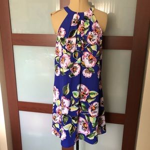 CeCe Blue Sleeveless Floral A Line Dress Size 6